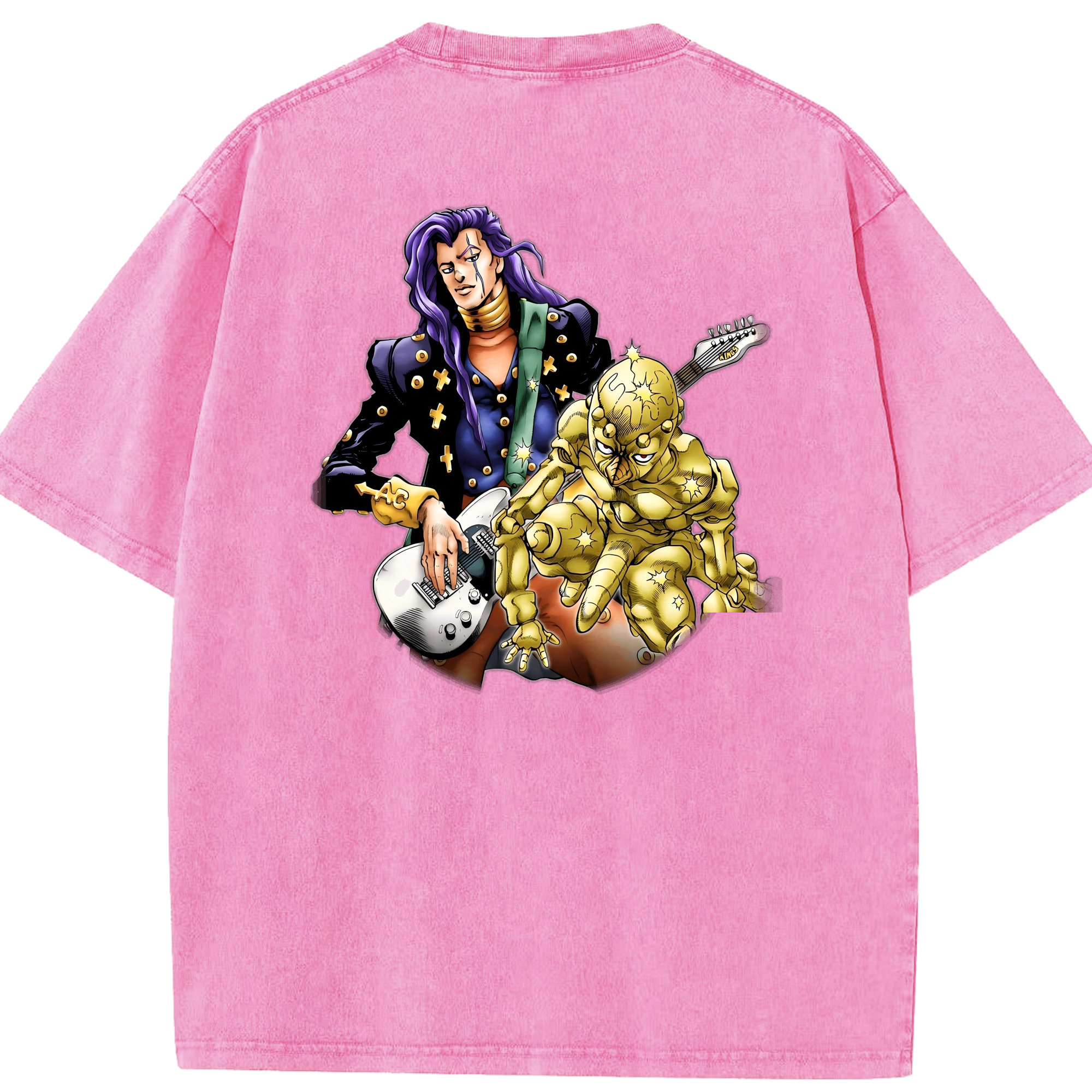 （画像用） ジョジョの奇妙な冒険 おといし あきら JoJo's Bizarre Adventure Akira Otoishi 綿100% ヴィンテージ風 半袖Tシャツ（背面プリント）